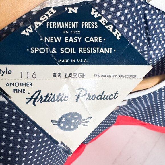 Vintage Dead-stock House Apron Top Button Down Floral Polka Dot XXL - Picture 5 of 5